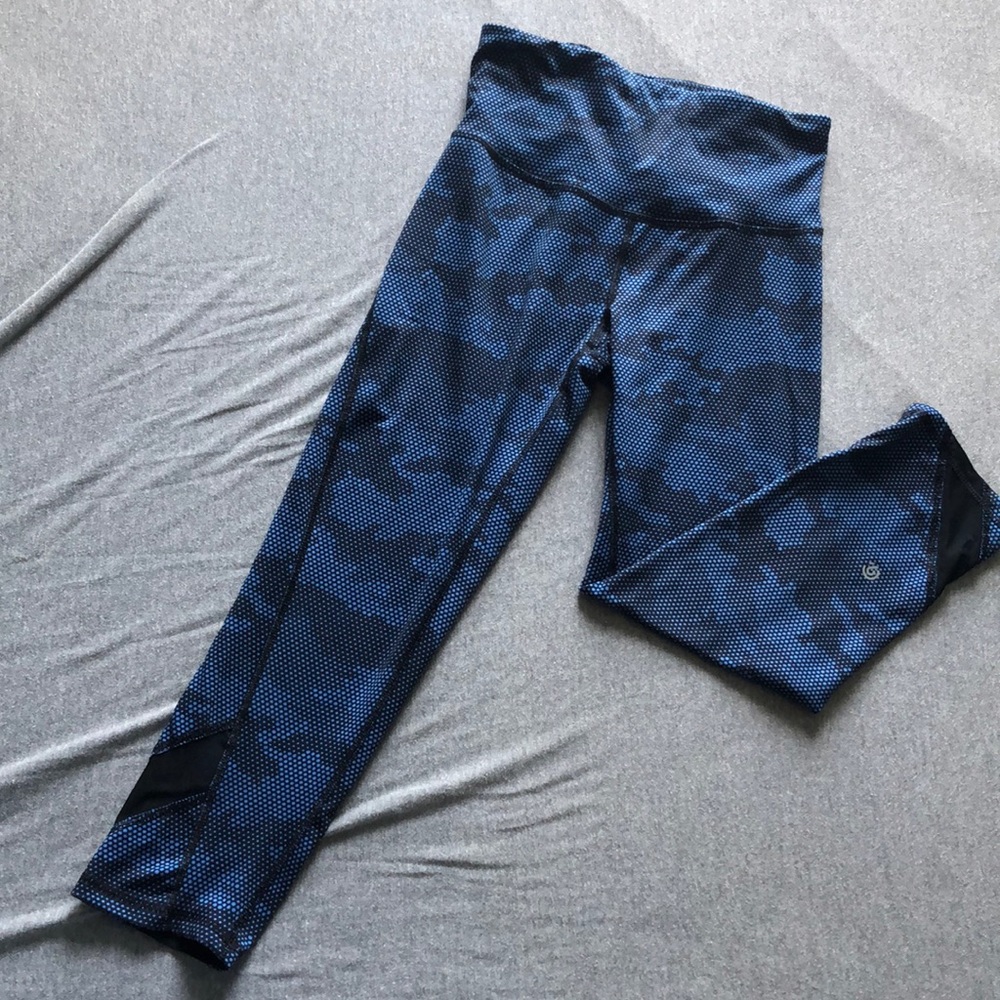 Blue Camo Mid-Calf Leggings